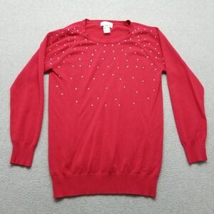 Alessa W Collection Sweater‎ Womens 4 Red Long Sleeve Stones